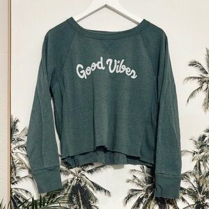 Grayson Threads Good Vibes Green Pullover Crewneck Sweatshirt